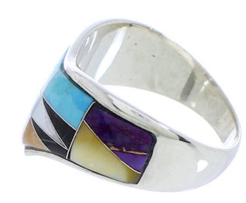 Southwest Multicolor Authentic Sterling Silver Ring Size 7-3/4 JX38182